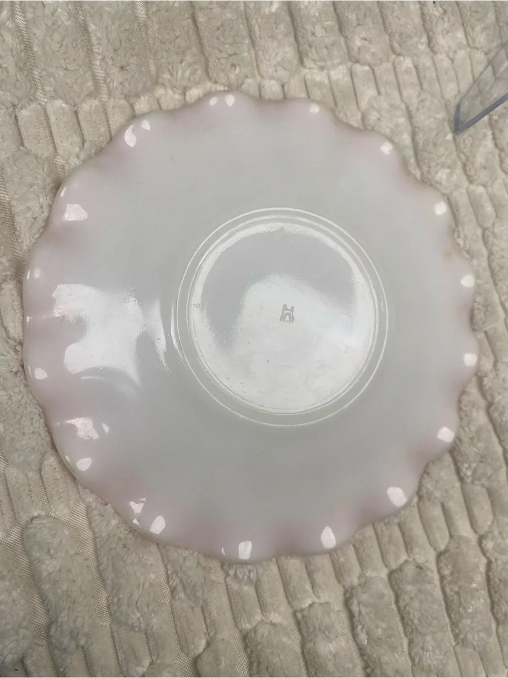 Vintage Hazel Atlas Pink Crinoline Ripple Milk Glass Saucer Plate 5.5